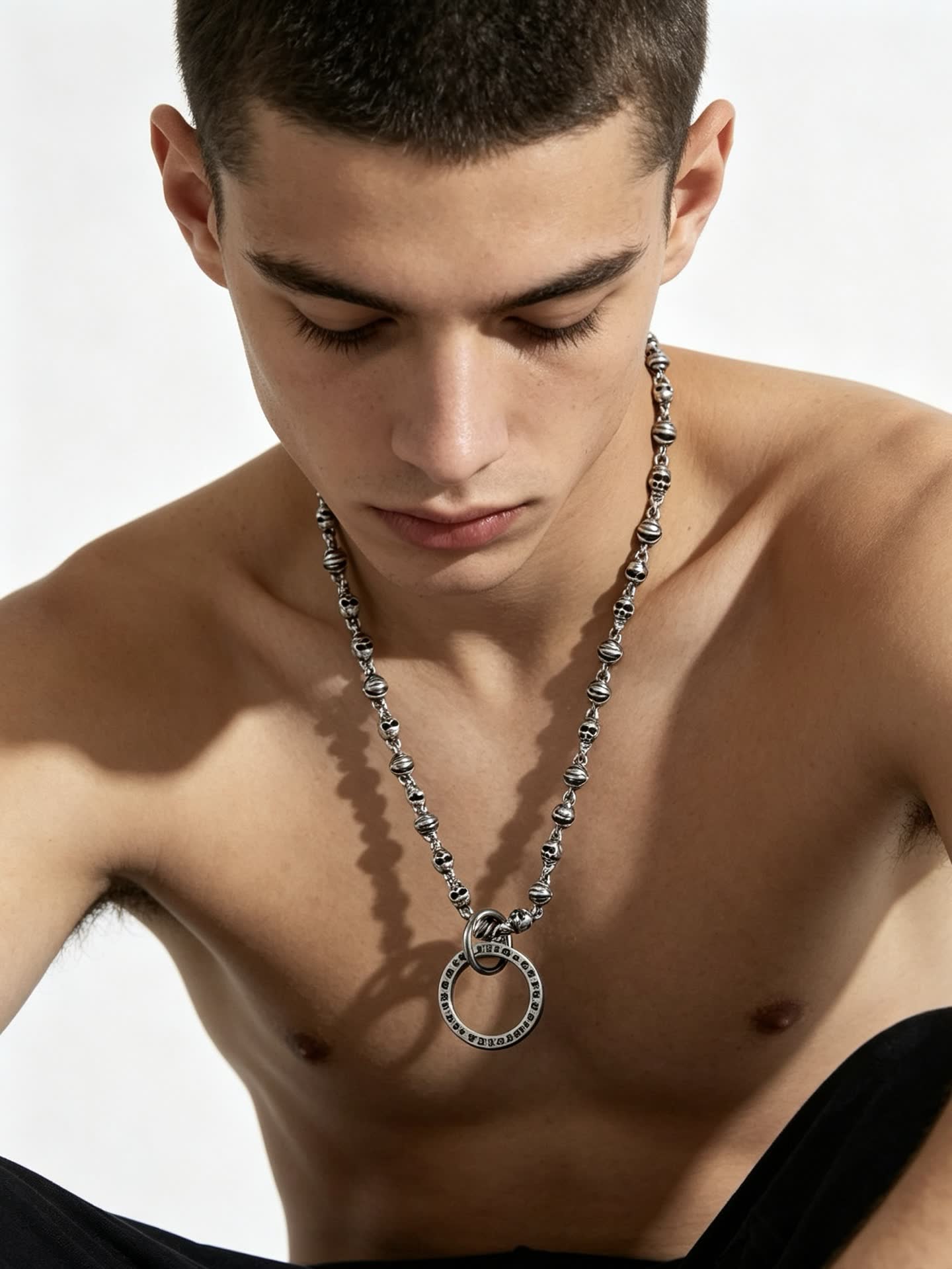 Chrome Hearts Silver Skull and Star Chain Necklace